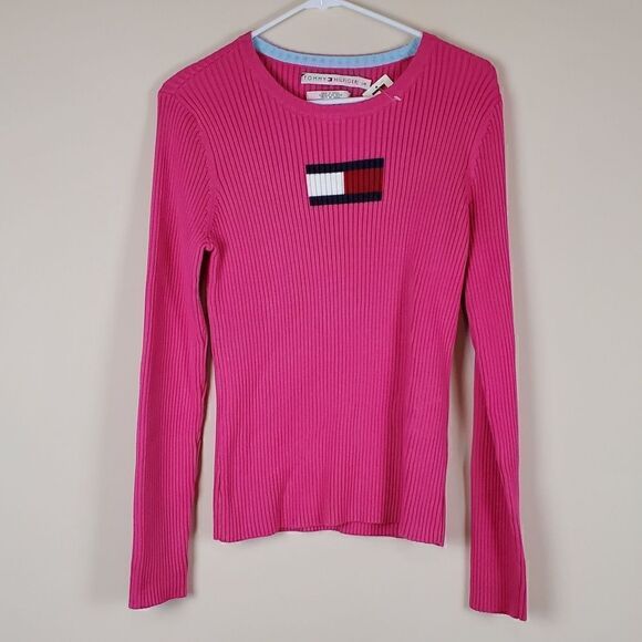 Tommy Hilfiger Vintage Y2k Pink Ribbed Sweater - Picture 1 of 7
